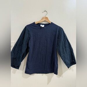 G. Women's Navy Balloon-Sleeve Crewneck Blouse